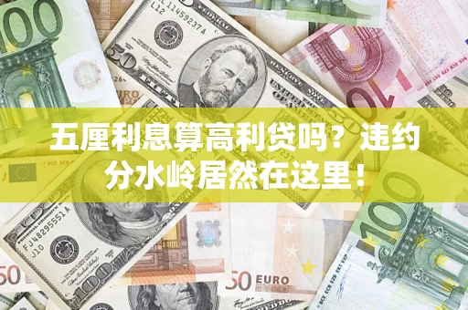 武汉五厘利息算高利贷吗？违约分水岭居然在这里！
