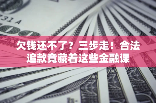 武汉欠钱还不了？三步走！合法追款竟藏着这些金融课